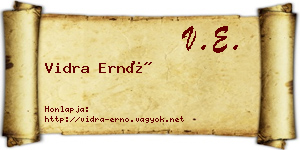 Vidra Ernő névjegykártya
